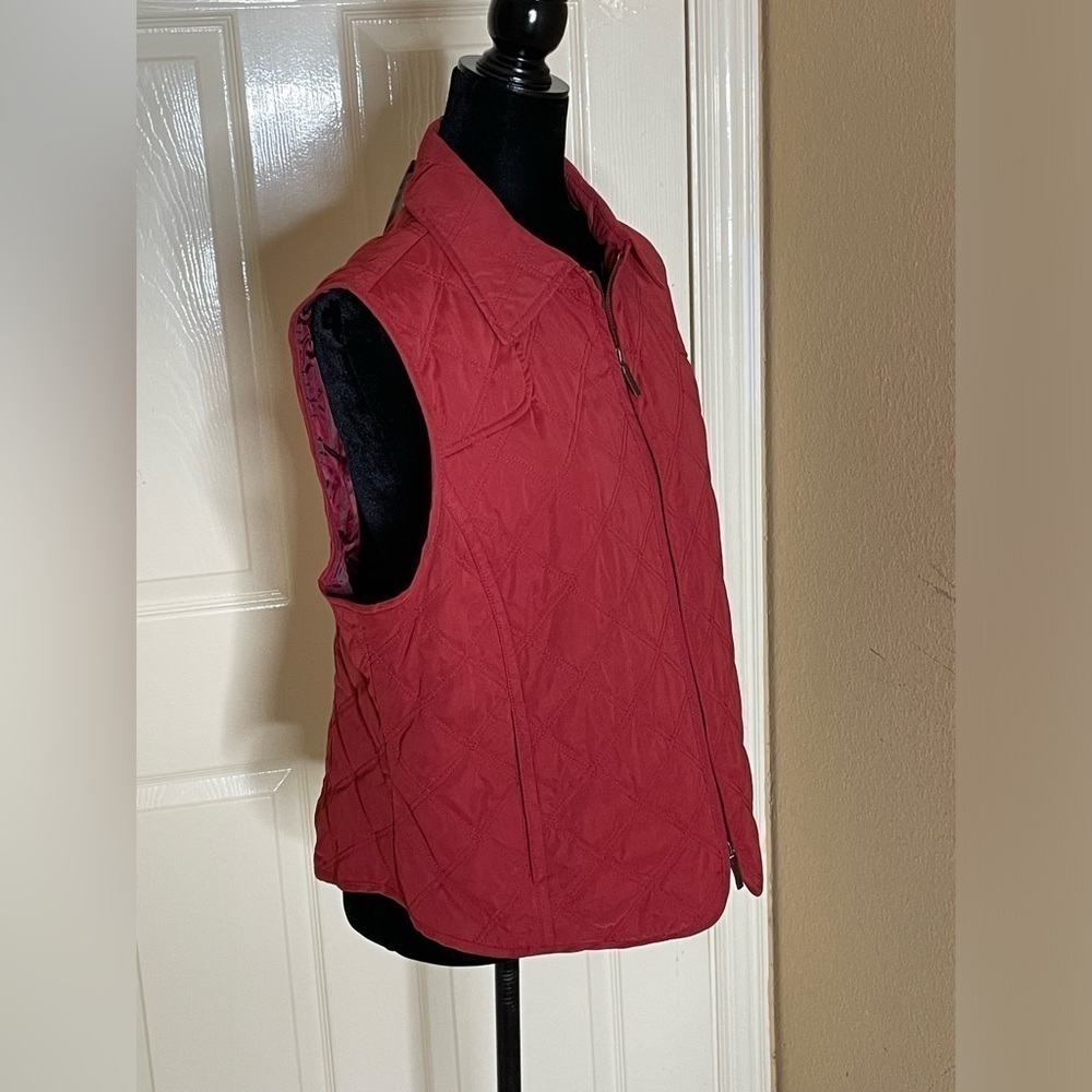 NWT Faconnable Women's Lightweight Quilted Vest Jacket Large Red Zip Pockets‍‍‍‍ - Picture 3 of 11